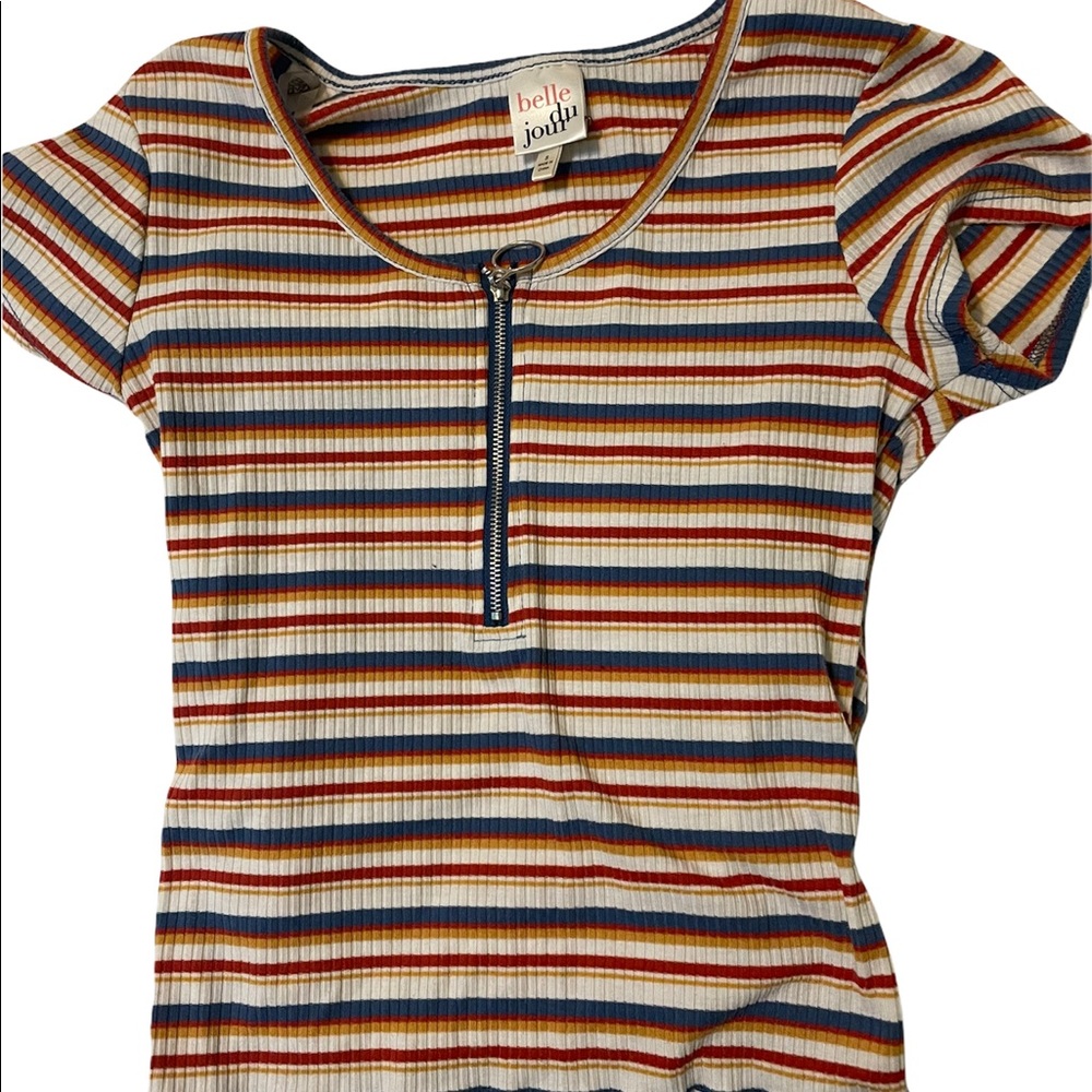 CUTE SHIRT by Belle Du Jour, Size Small, Colors:Red, Blue, Mustard Yellow,White